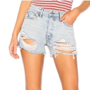 GRLFRND Helena Distressed Denim Shorts Acetone Wash